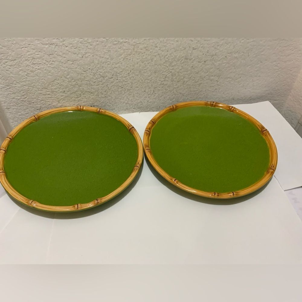Set of (2) - Target Ipanema Bamboo - 11" Green Round Dinner Plates - G17